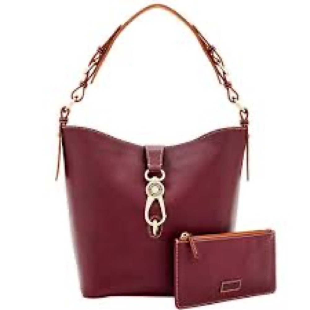 Coach Burgundy Leather Shoulder Bag with Pouch